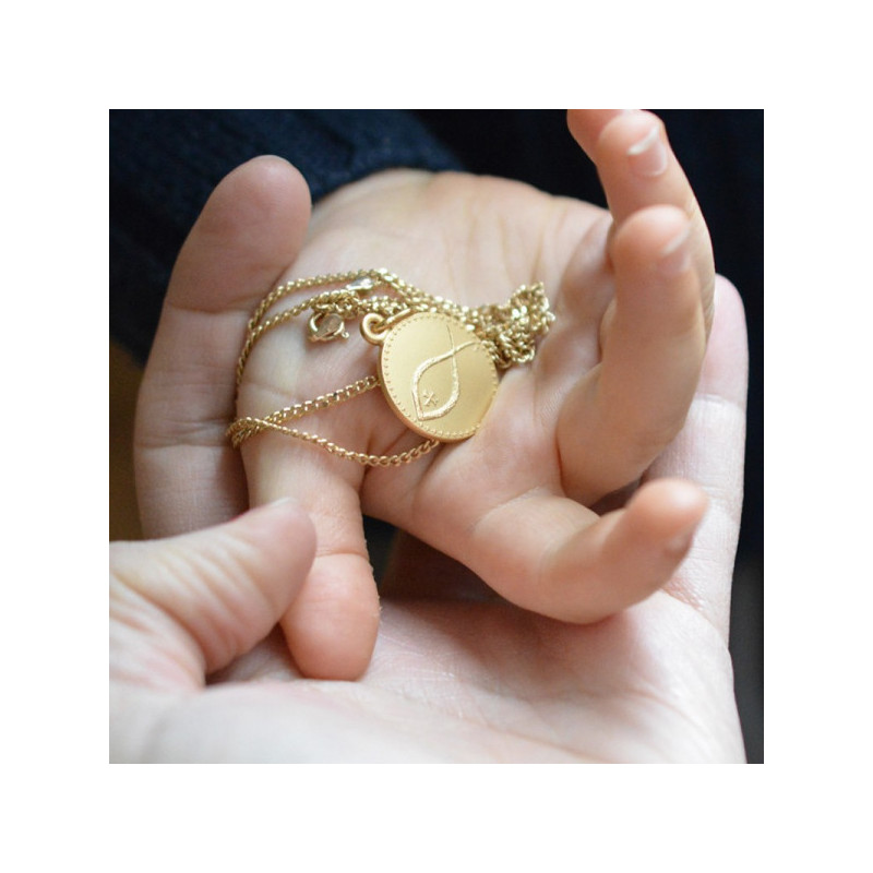Médaille de Baptême Symbole Poisson Ictus Or Jaune 9 carats - Laudate
