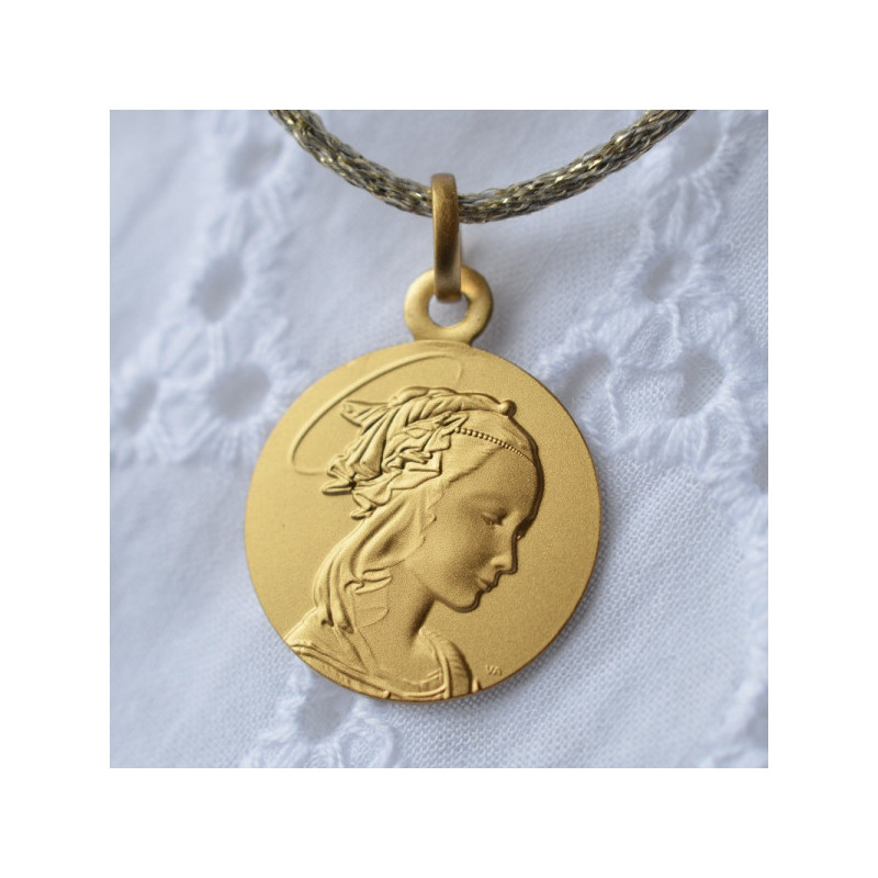 Medaille bapteme Portrait de la Vierge de Lippi 9 carats