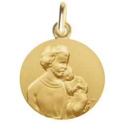 Medaille bapteme Saint Joseph 9 carats maison laudate