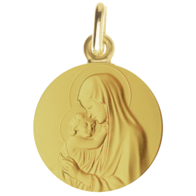 Médaille de baptême Madone de Botticelli en or jaune 9 carats