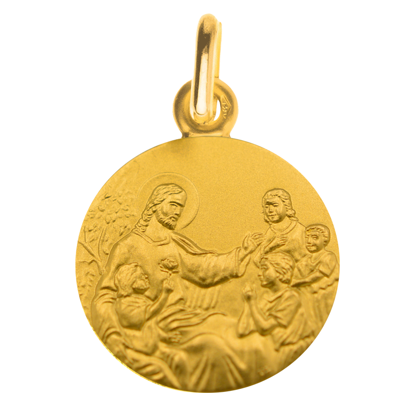 Medaille bapteme Jésus et les enfants or jaune 18 carats - Maison Laudate Medaille bapteme Jésus et les enfants or jaune 18 carats - Maison Laudate