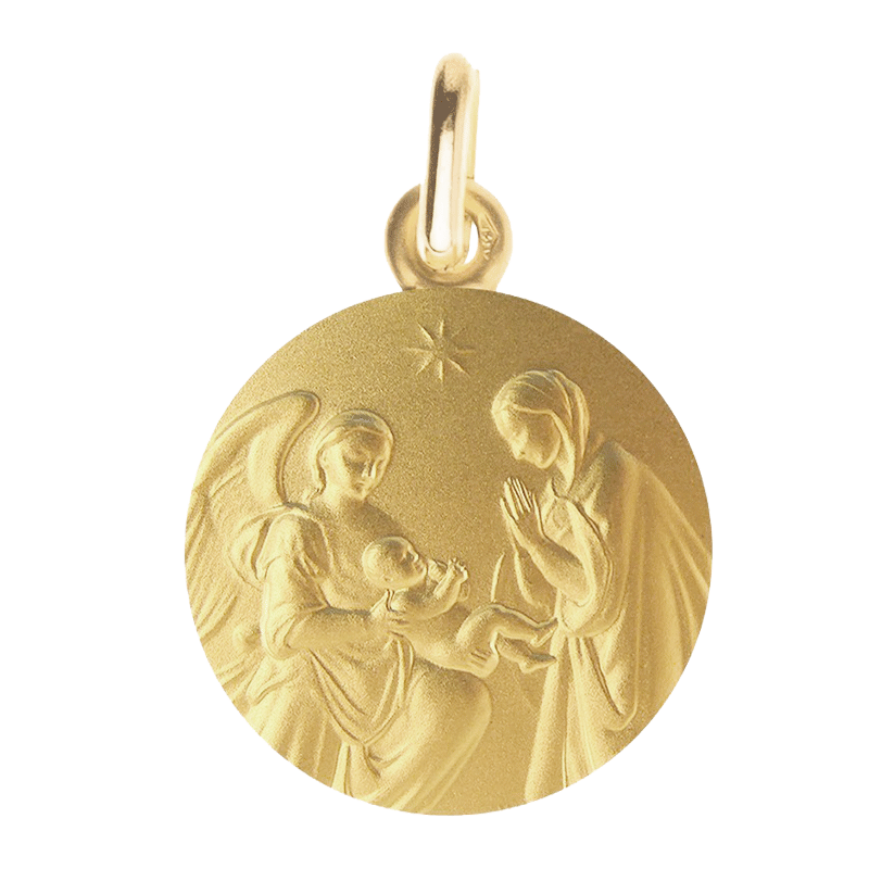 Médaille de Baptême Divine Étoile Or Jaune 18 Carats - Maison Laudate Médaille de Baptême Divine Étoile Or Jaune 18 Carats - Maison Laudate