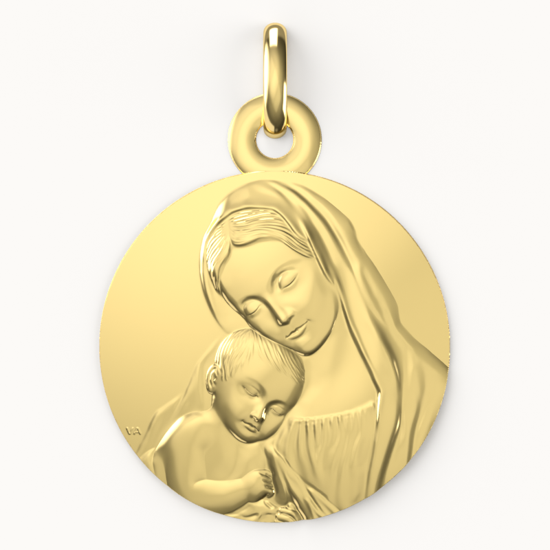 medaille mere protectrice 9 carats laudate