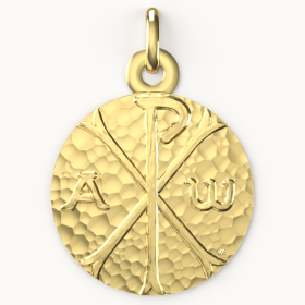 Medaille bapteme en or jaune Chrisme Martele - Maison Laudate