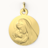 Medaille bapteme en or jaune 18 carats Vierge à l'enfant rayonnant - Maison Laudate