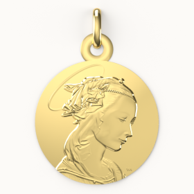 Médaille de baptême aux étoiles ajourées en or jaune 18 carats