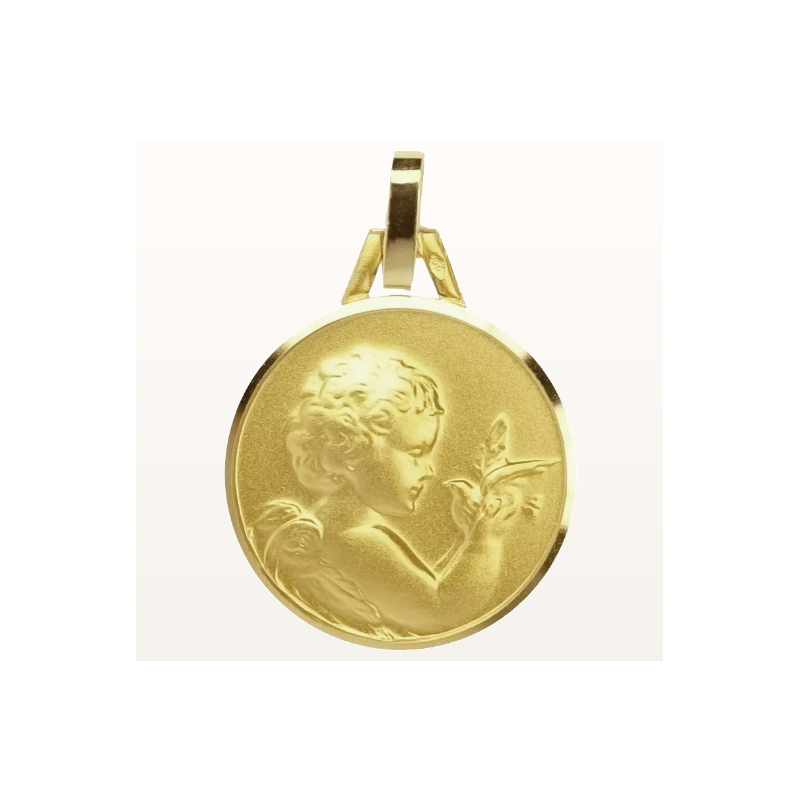 Médaille de Baptême Le Messager Or Jaune 18 Carats - Maison Laudate Médaille de Baptême Le Messager Or Jaune 18 Carats - Maison Laudate