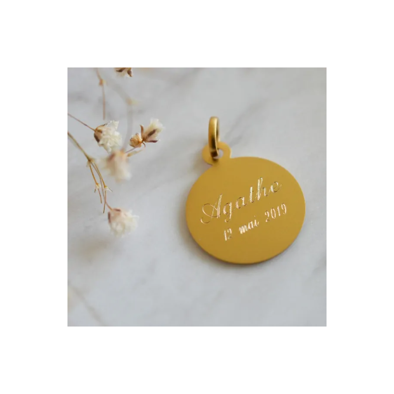 Médaille de Baptême Le Messager Or Jaune 18 Carats - Maison Laudate Médaille de Baptême Le Messager Or Jaune 18 Carats - Maison Laudate