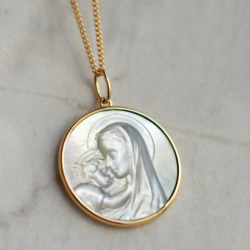 Médaille bapteme vierge à l'enfant rayonnant