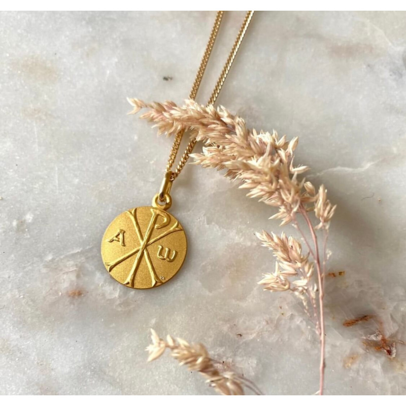 Cadena de bautizo de eslabones gourmette en oro de 9 quilates - Casa Laudate