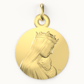 Médaille de baptême en plaqué or personnalisée - Étoile et croissant