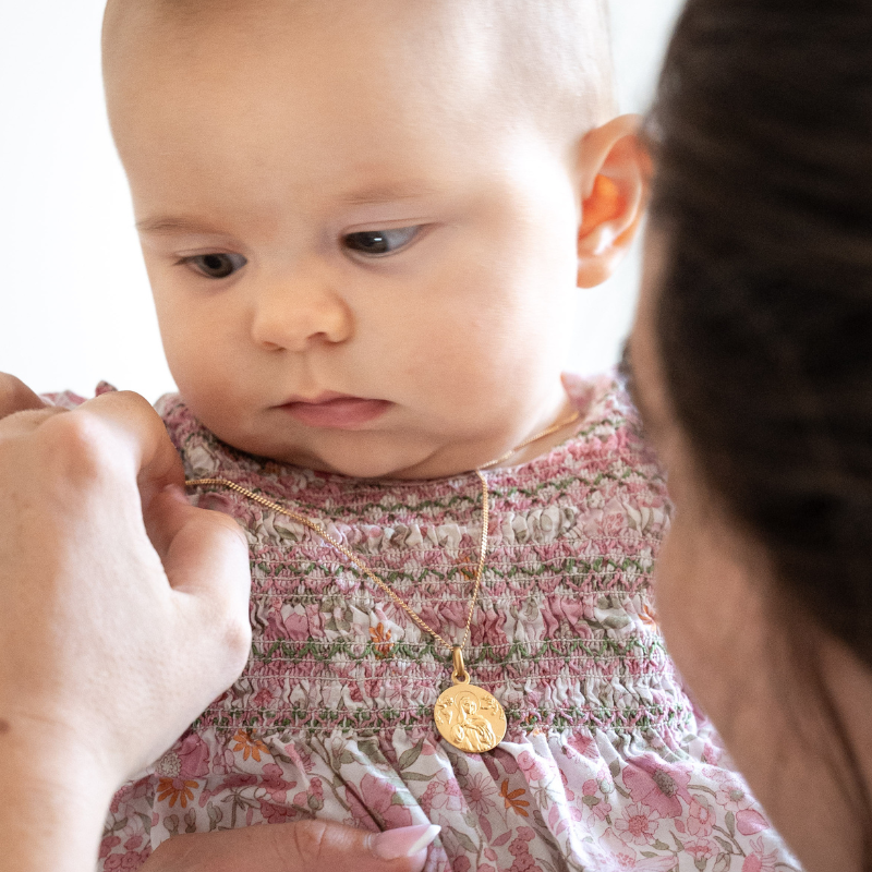 Médaille de Baptême Notre Dame des Anges Or 18 Carats - Maison Laudate