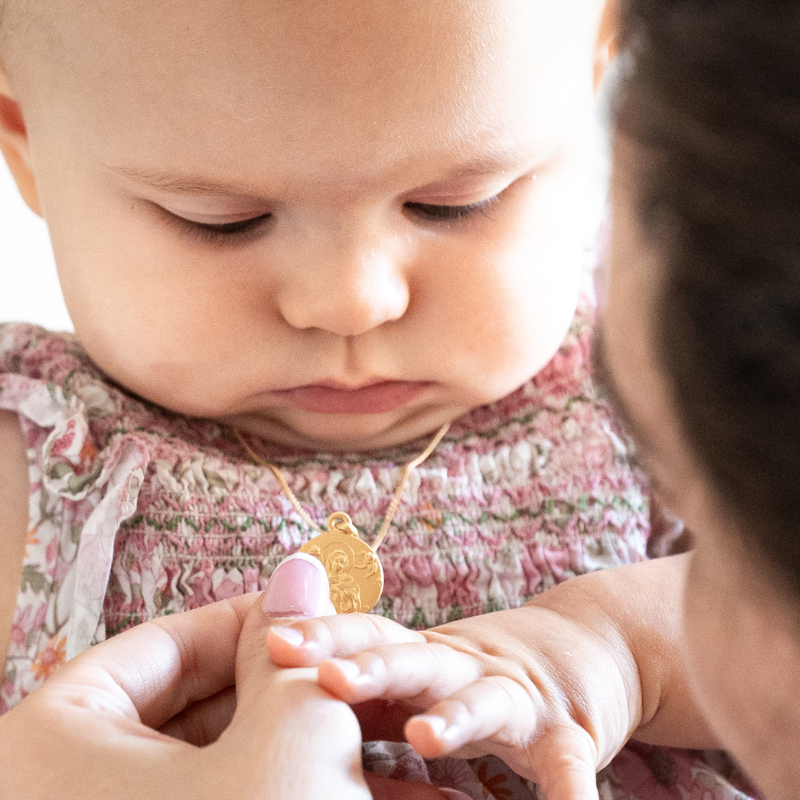 Médaille de Baptême Notre Dame des Anges Or 18 Carats - Maison Laudate
