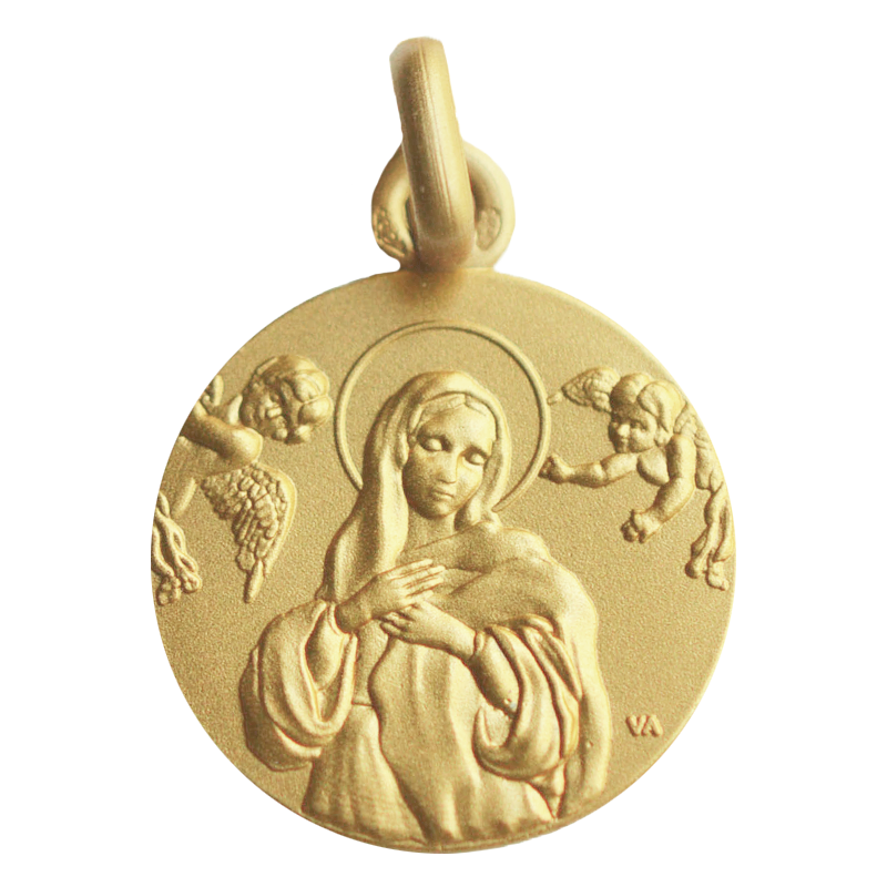 Médaille de Baptême Notre Dame des Anges Or 18 Carats - Maison Laudate