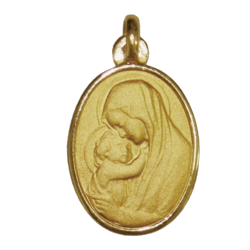 medaille bapteme Vierge à l'Enfant ovale