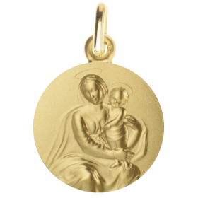 Medaille bapteme Maternité Divine en or jaune 18 carats - Maison Laudate