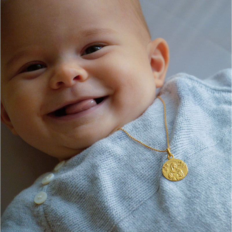 Médaille de Baptême Notre Dame des Anges Or 18 Carats - Maison Laudate