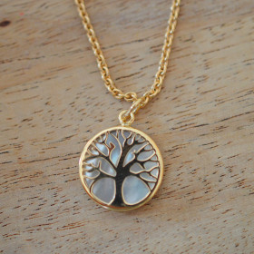 pendentif arbre de vie or et nacre