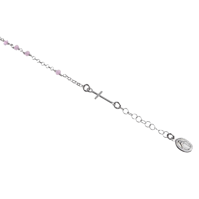 Bracelet dizainier en argent massif 925 et ses perles couleur parme Bracelet dizainier en argent massif 925 et ses perles couleur parme
