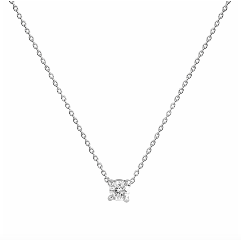 Solitaire Diamant sur Collier en Or Blanc 18 Carats - Maison Laudate
