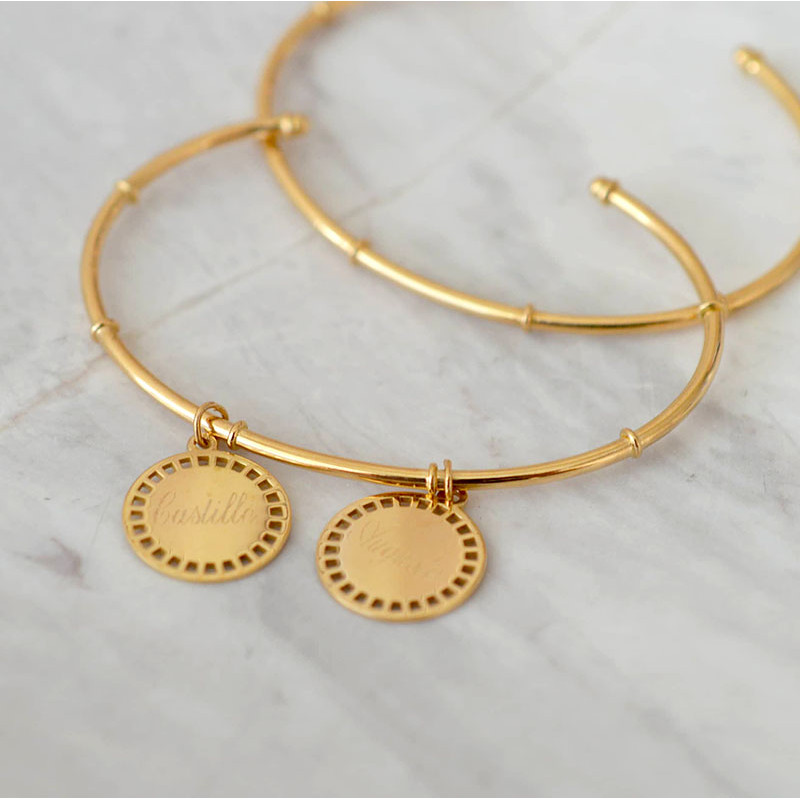 jonc or héritage bracelet jetons gravés