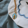 laudate medaille miraculeuse or 18 carats bleu
