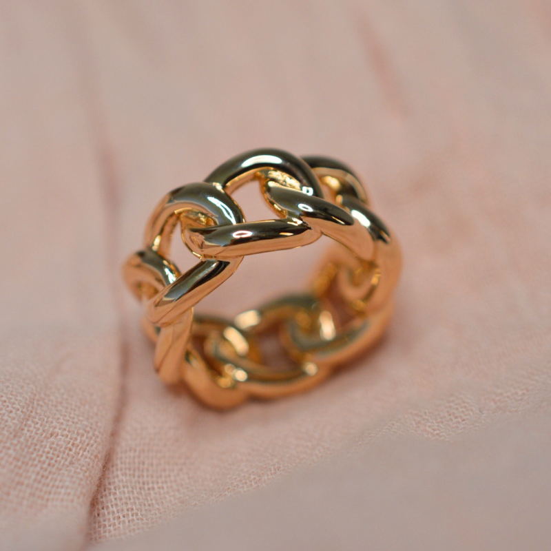 Casa Laudate - Anillo femenino de eslabones en oro plateado