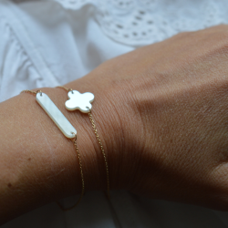 Bracelet gourmette nacre et or