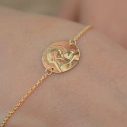 laudate bracelet medaille bapteme or 9 carats