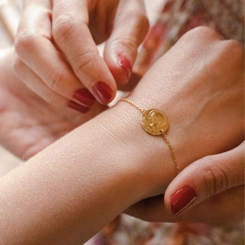 Maison Laudate - Bracelet Médaille Vierge Douce Mère - Or 18 Carats
