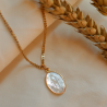 médaille vierge ovale nacre et or maison laudate