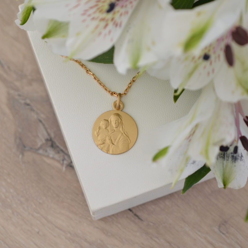 Médaille de baptême Notre Dame du Sacré-Cœur laudate Médaille de baptême Notre Dame du Sacré-Cœur laudate