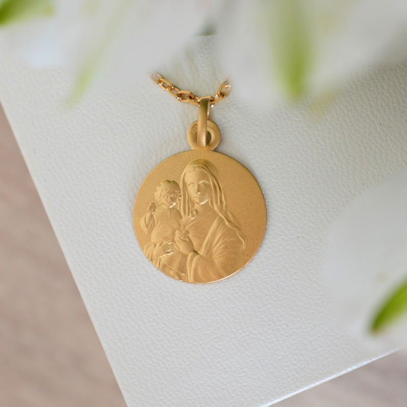 Médaille de baptême Notre Dame du Sacré-Cœur laudate