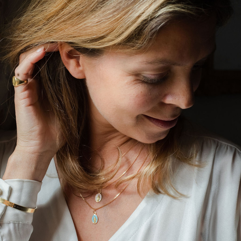 laudate medaille miraculeuse or 18 carats blanc