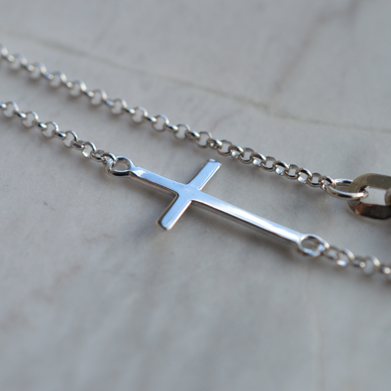 bracelet grande croix argent