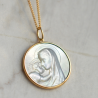 medaille nacre et or vierge à l'enfant rayonnant