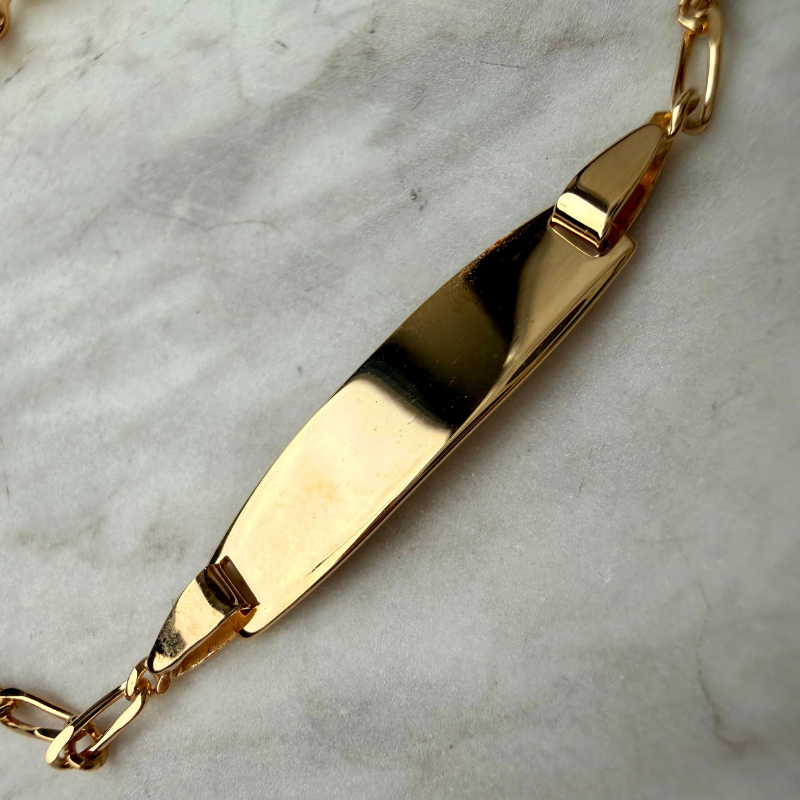 Gourmette bébé ovale - maille alternée or 9 carats