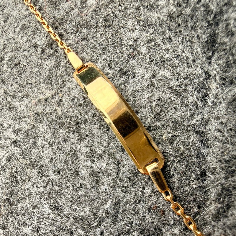 Gourmette bébé rectangle - forçat miroir 9 carats