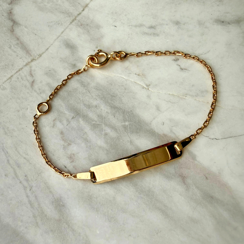 Gourmette bébé rectangle - forçat miroir 9 carats