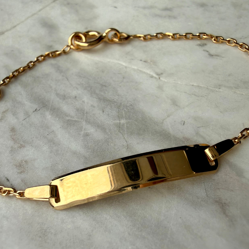 Gourmette bébé rectangle - forçat miroir 9 carats