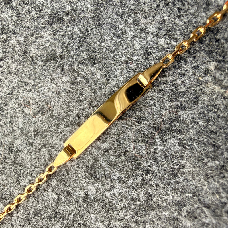 Gourmette bébé rectangle - forçat limé 9 carats