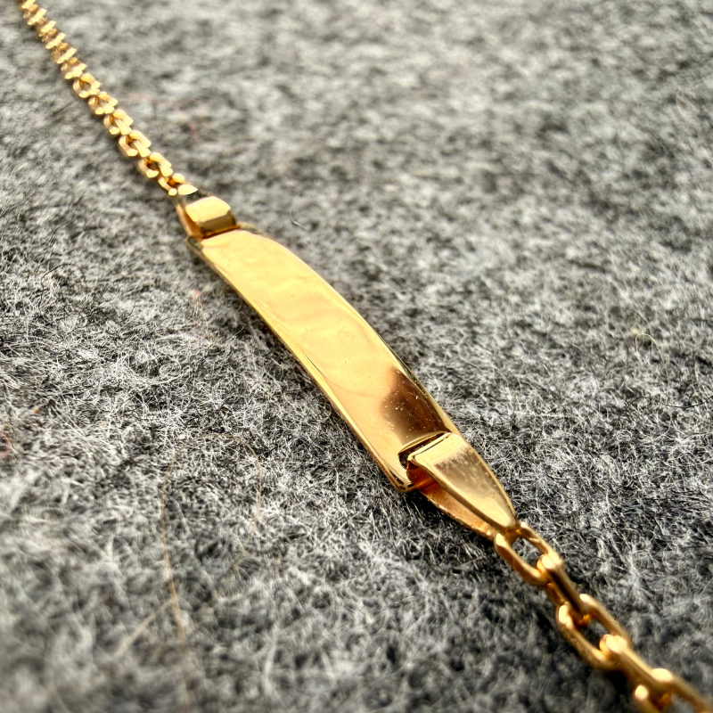 Gourmette bébé rectangle - forçat limé 9 carats