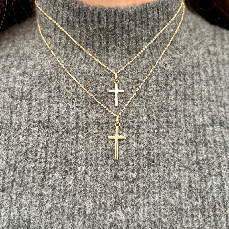 Pendentif Grande Croix Massive or 9 carats