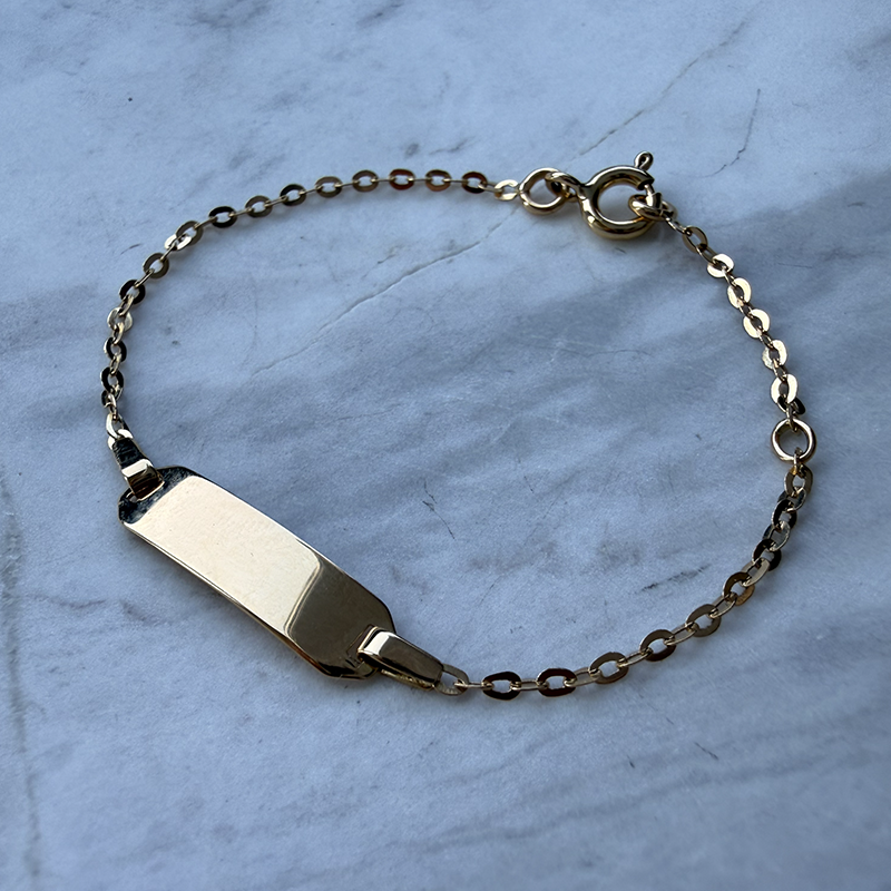 Gourmette bébé rectangle forçat miroir or 18 carats