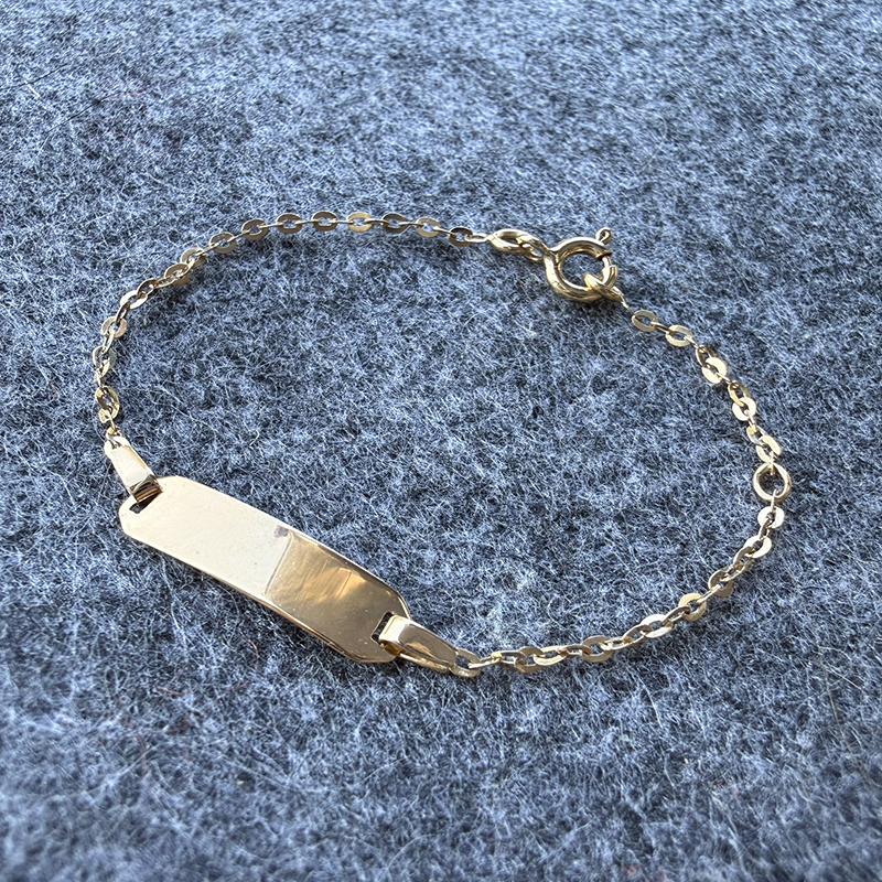 Gourmette bébé rectangle forçat miroir or 18 carats