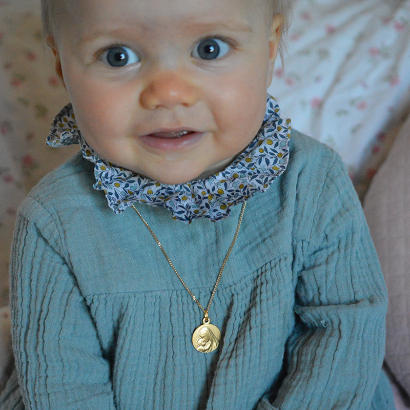 Médaille de baptême Vierge à l'Enfant Rayonnant