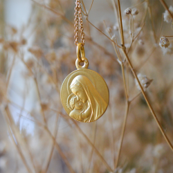 Médaille de baptême Vierge à l'Enfant Rayonnant