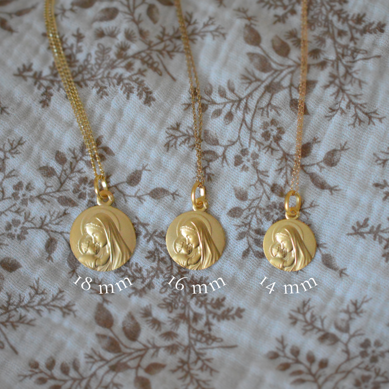 Médaille de baptême Vierge à l'Enfant Rayonnant