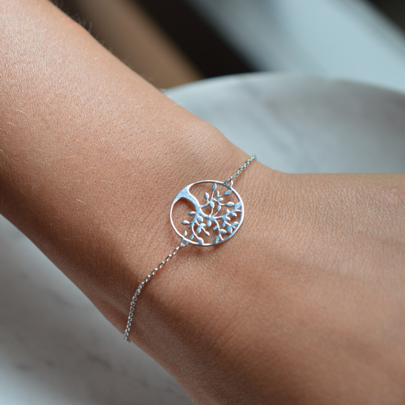 Pulsera del árbol de la vida calado en plata de ley 925